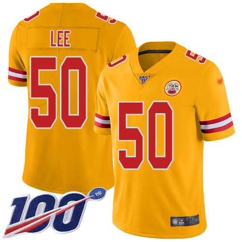 Men Kansas City Chiefs #50 Lee Darron Limited Gold Inverted Legend 100th Season Nike NFL Jersey